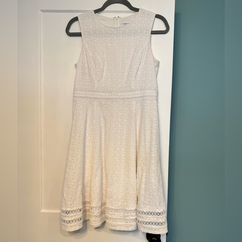 Calvin Klein White Sleeveless Cotton Dress
